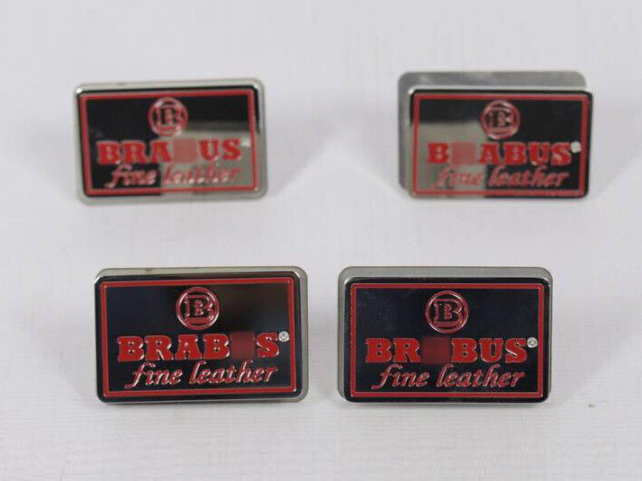 Mercedes Fine Leather Brabus Red Metal Seat Emblems Badges Logos Set